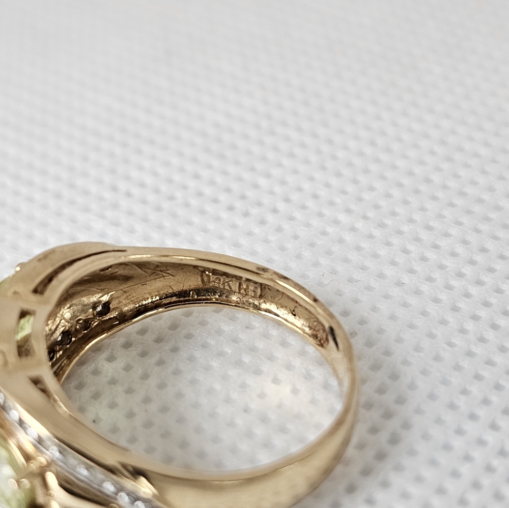 Genuine Chrysoberyl & Diamond Ring 14k Solid Yellow Gold Size 6! - Picture 7 of 7